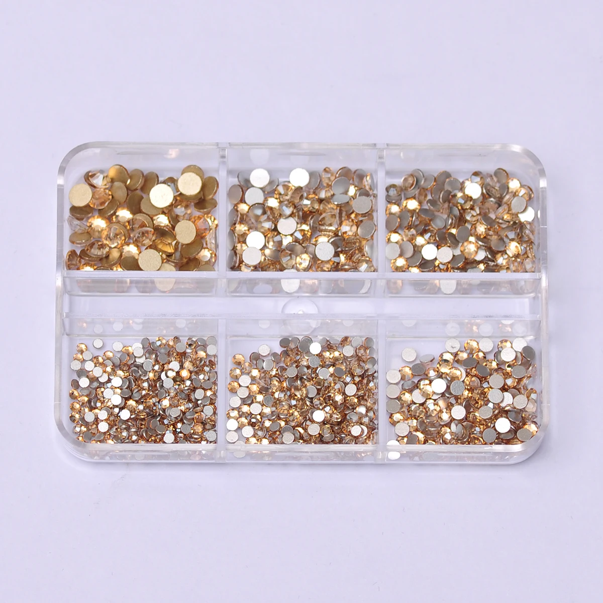 6Girds Box Rhinestones SS4-SS16 Colorful Non Hotfix Glass Glitter Flatback Design Decorations Beauty Accessories For Nail Charms