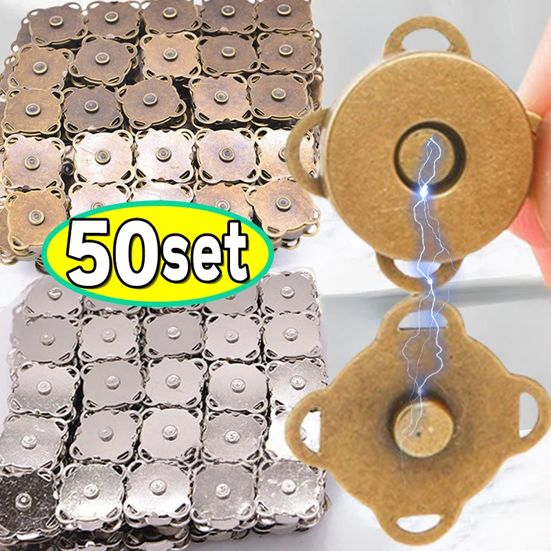 1-50set Bags Magnetic Snap Button Fasteners Clasps Buttons Handbag Purse Wallet Craft Bag Parts Mini Adsorption Buckle Wholesale