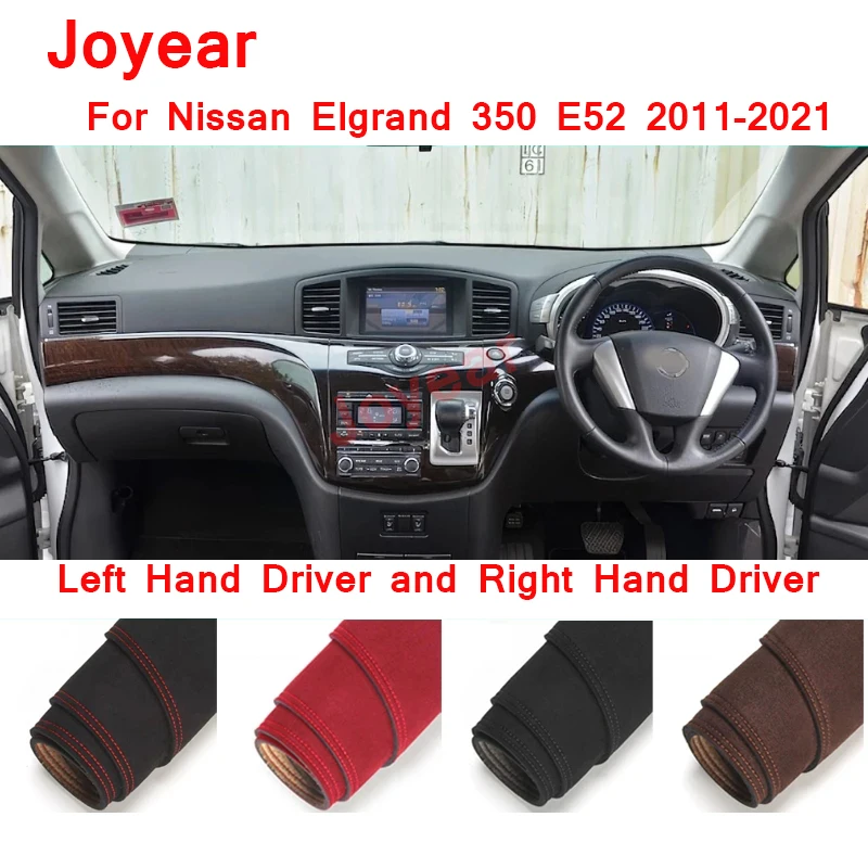 For Nissan Elgrand 350 E52 2011-2021 Ornaments Avoid Light Car-styling Durable Suede Leather Dashmat Dashboard Cover Dash Mat