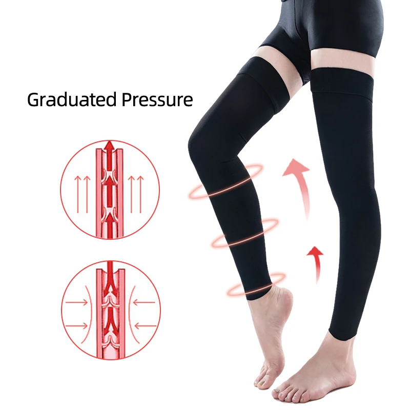 Medical Plus Size Tights Stocking for Men Women 15-21mmHg Footless Graduated Support Sock Thigh High Varicose Vein Leg Sock