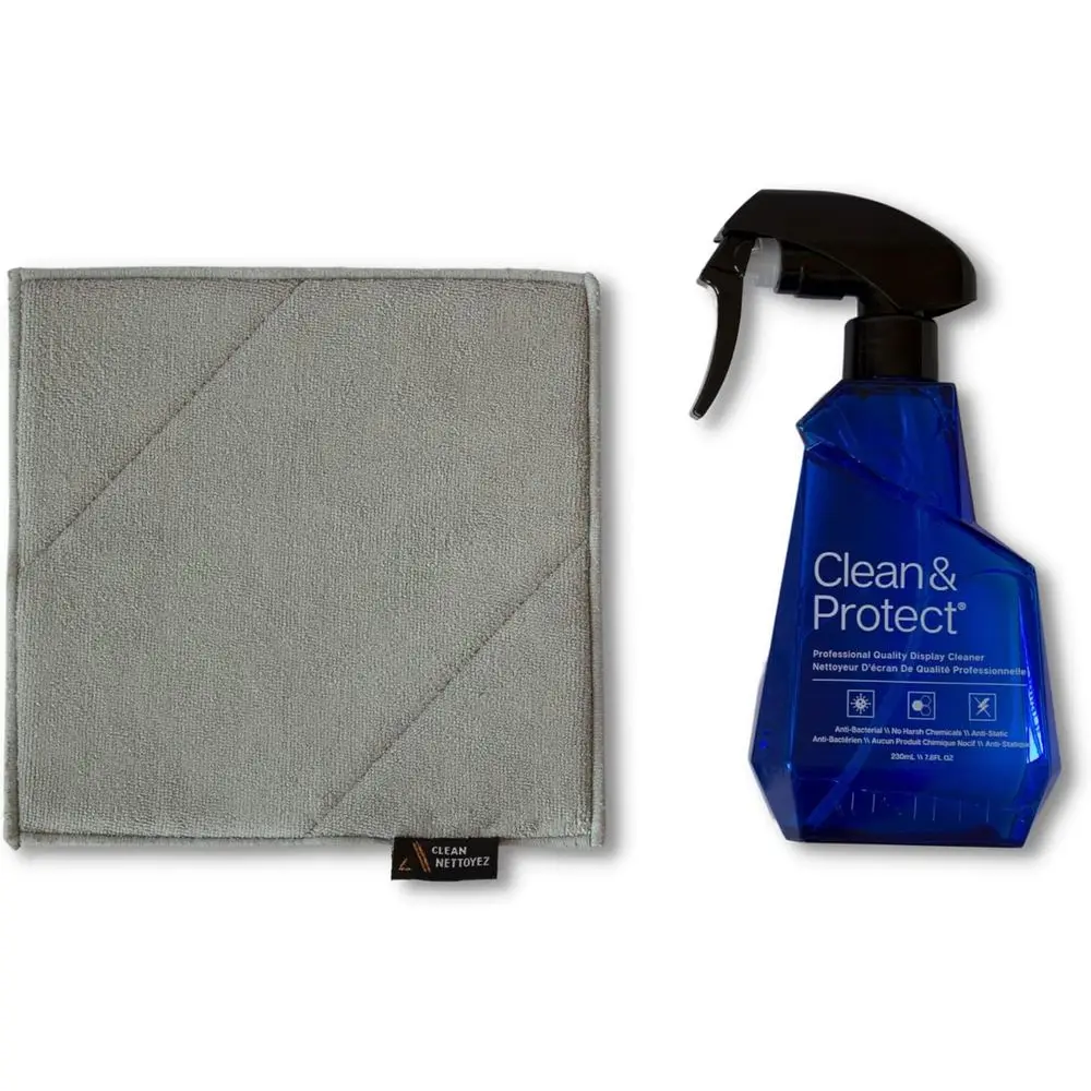 

V Series Clean & Protect Sn Cleaner Spray & Wipe Kit, 230mL + Dual-Sided Polish Cloth, Compatible with LED, LCD, OLED, Monit, La