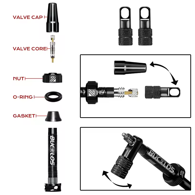 BUCKLOS 40/44/55/60/65/80/100mm Tubeless Valves Bike Aluminum Alloy Presta Nipples Removable Core Air Valve for Road MTB Bicycle - Image 4