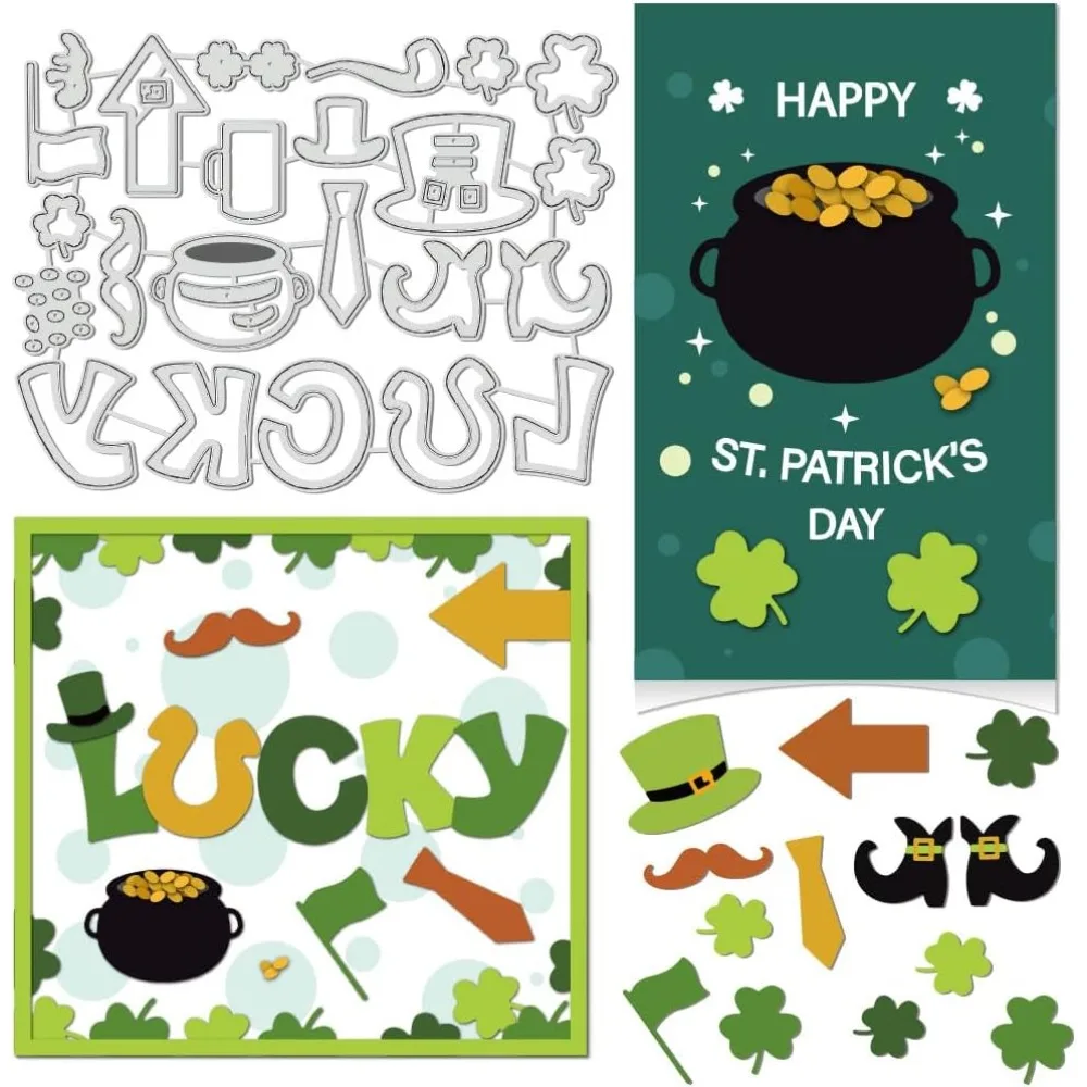 Saint Patrick's Day Schneideformen aus Kohlenstoffstahl, Schablonen für DIY-Scrapbooking, Fotoalbum, dekorative Prägung, Papierkarten