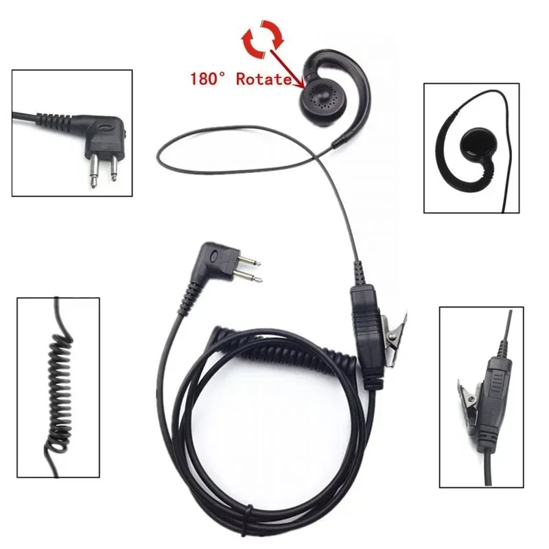 

2Pin Headset Swivel Earpiece EarHook with Mic Microphone 2 Pin for Motorola Two Way Radio Walkie Talkie Earphone EP5702 RLN6423