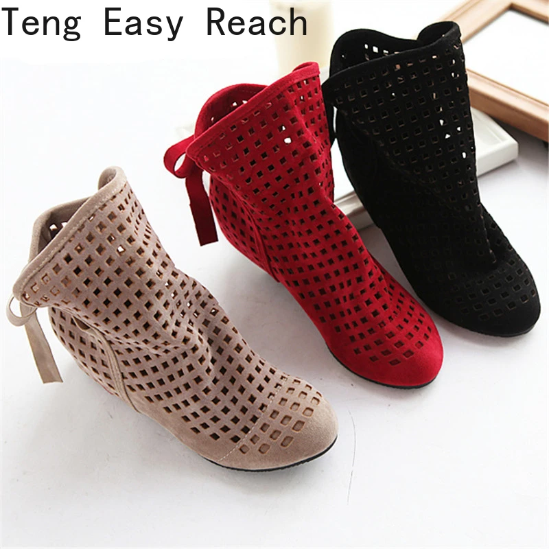 

Hollow Summer Boots Bootie 2024 with The New Shoes Lace Openwork Crochet Boots Plus Size 34-43 Hollow Fashion Women Boots 43