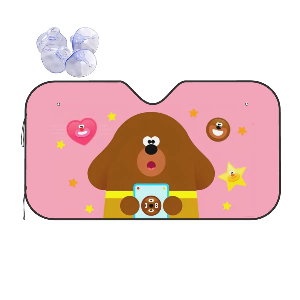 

H-Hey D-Duggees Cute Cartoon Universal Windshield Sunshade 70x130cm Foils Car Sunshade Sunscreen Curtain