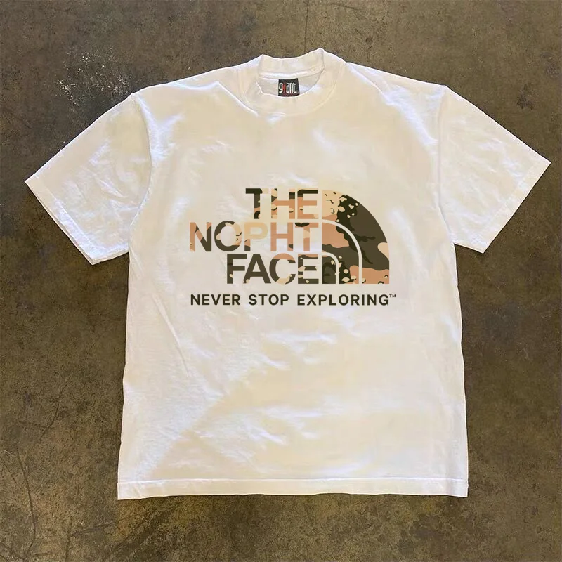 

Army Green Printed Men's and Women's T-shirt 2025 New American Summer Dress Half Sleeve Pure Cotton Heavy Casual Short Sleeve