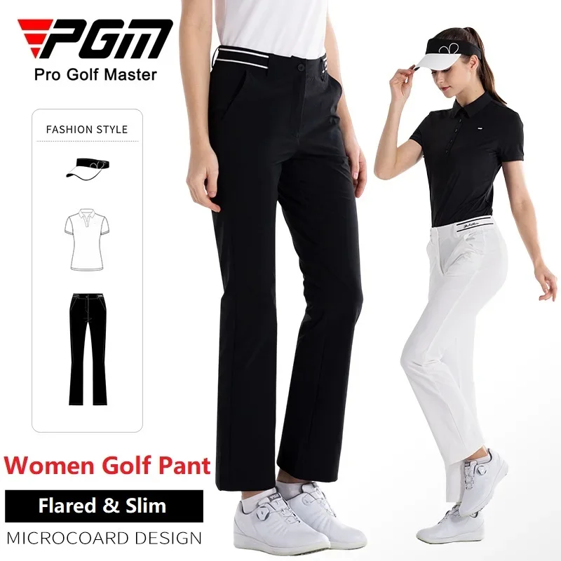 

2024 Pgm Women Flared Golf Trousers High Waist Slim Golf Pants Ladies Summer Spring Sports Pants Soft Elastic Sweatpants