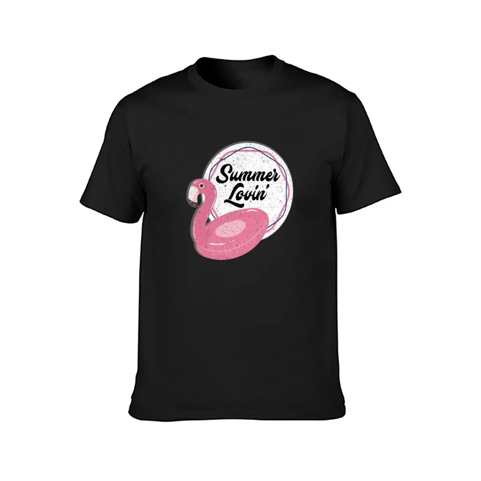 Summer Lovin' Pink Flamingo Float Pool Floatie T-shirt funnys hippie clothes mens tall t shirts