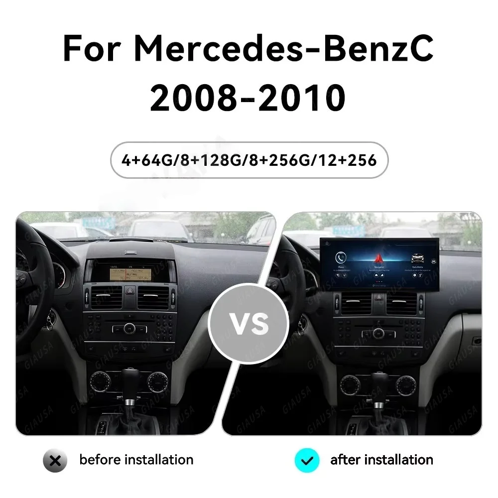 

15,8 "для Mercedes Benz C Class W204 2008-2014 Автомобильный радиоприемник Android 14, беспроводной мультимедийный плеер Carplay Android Auto Navi Dsp