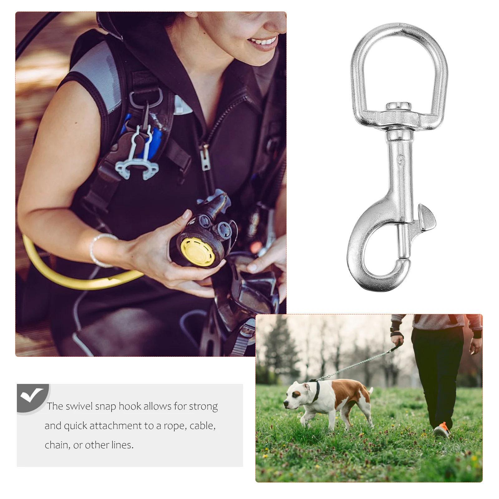 

2Pcs Pet Leash Clip Stainless Steel Swivel Snap Hooks 360 Degree Rotation Dog Leash Clasp for Diving Equipment Rope Chain
