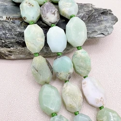 15PCS Faceted Oval Natural Green Chrysoprase Cutting Slice Pendant Beads For DIY Jewelry Making MY230701