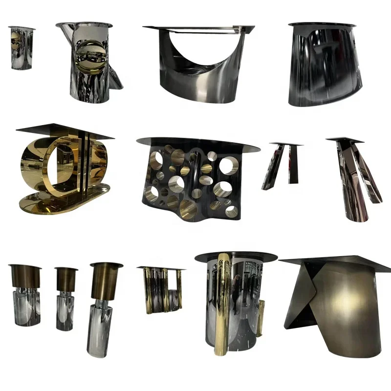 Expensive Custom Modern Stainless Steel Outdoor Table Legs and Feet with Stone Solid Board Bracket