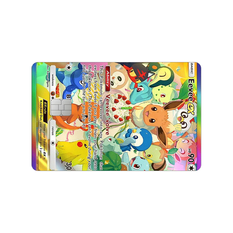 PTCG Dragonite Credit Card Sticker Mew GX Mega Lopunny Eevee Espeon Cards Skin Decoration Gengar Decals Id Documents Patch Gift view 5