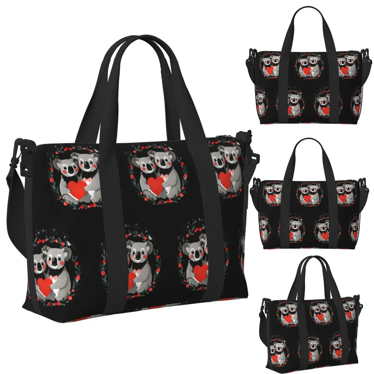 

Quirky Valentine's Day Merch Love Redefined Koala Bear Beach Travel Bag Tote Bag for Gym Yoga Women Shopping Duffle Shoulder Bag