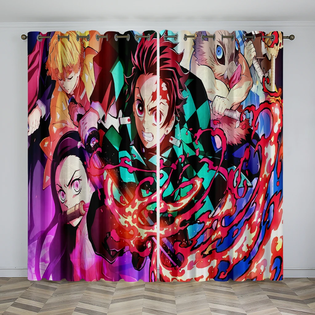 Kids Like Cartoon Anime Pattern Sunshade Curtains 2 Panel Boys Girls Room Bedroom Living Room Window Decorative Curtains