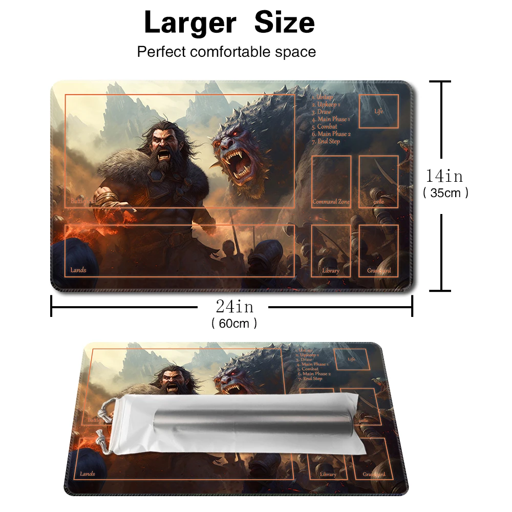 Barbarian King - Board Game TCG Playmat Table Mat Game Size 60X35 CM Mousepad Compatible for MTG CCG