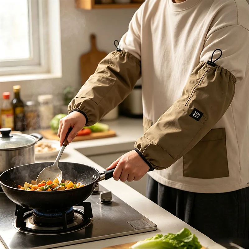 Workwear Polyester Arm Sleeves with Side Pocket Water Repellent Stain Resistant Wipe Clean for Kitchen Office School Work
