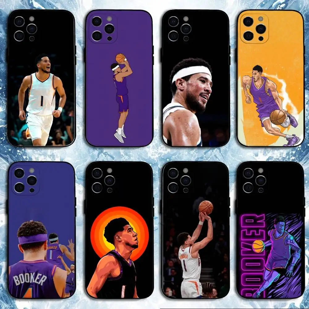 

Basketball D-Devin Booker Phone Case For iPhone17,16,15,14,13,12,11 Plus,Pro Max, Soft Silicone Black Cover