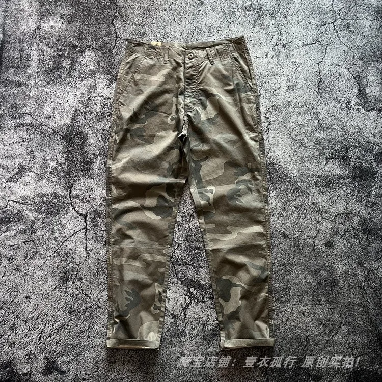 

Plus Size 38 40 100% Cotton Men's Ultra-Light Camouflage Cargo Pants - Spring/Summer Loose Fit Workwear Breathable Straight-Leg