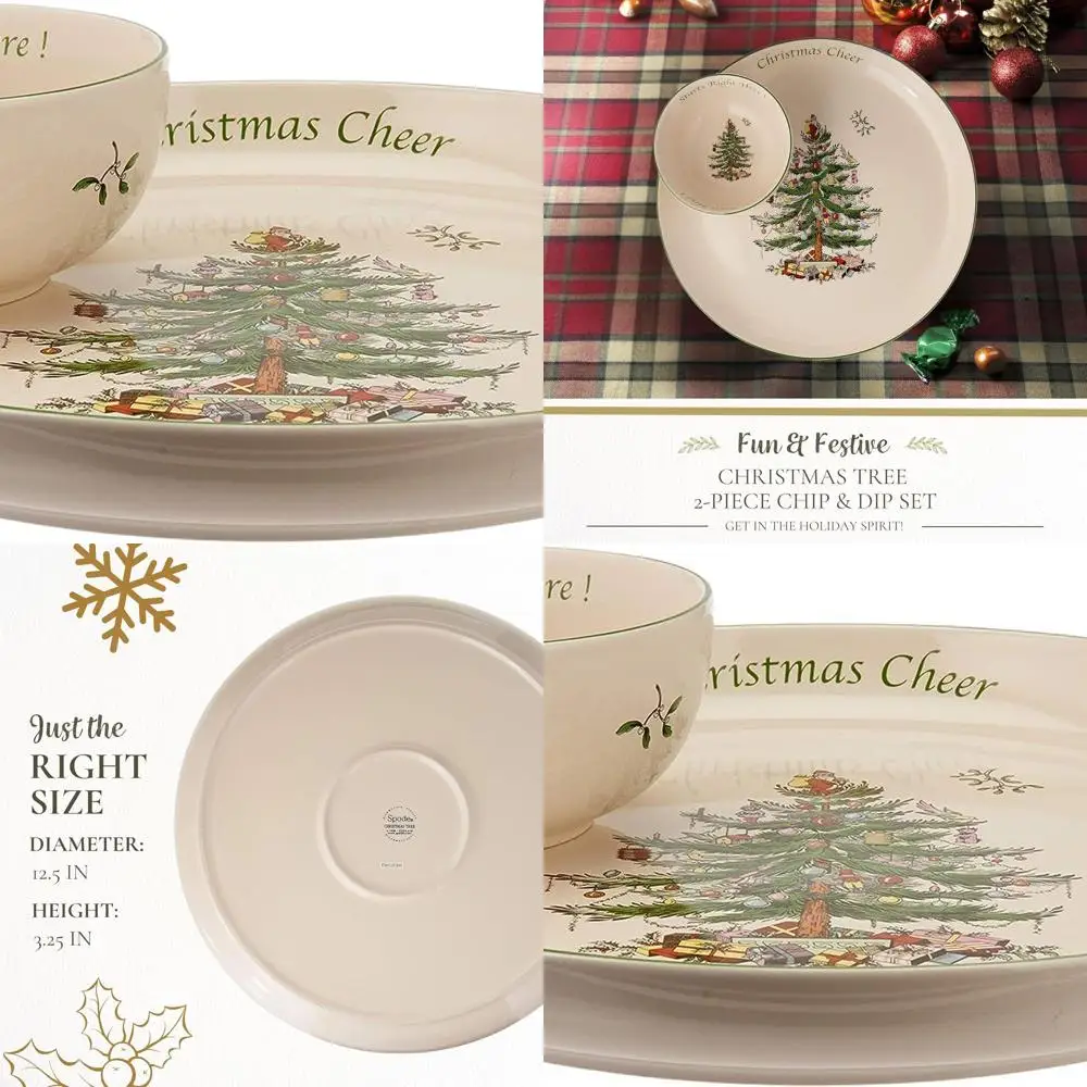 

Spode 12.5 Christmas Tree Serving Platter with Bowl, Festive Holiday Appetizer Dish, Dishwasher Safe