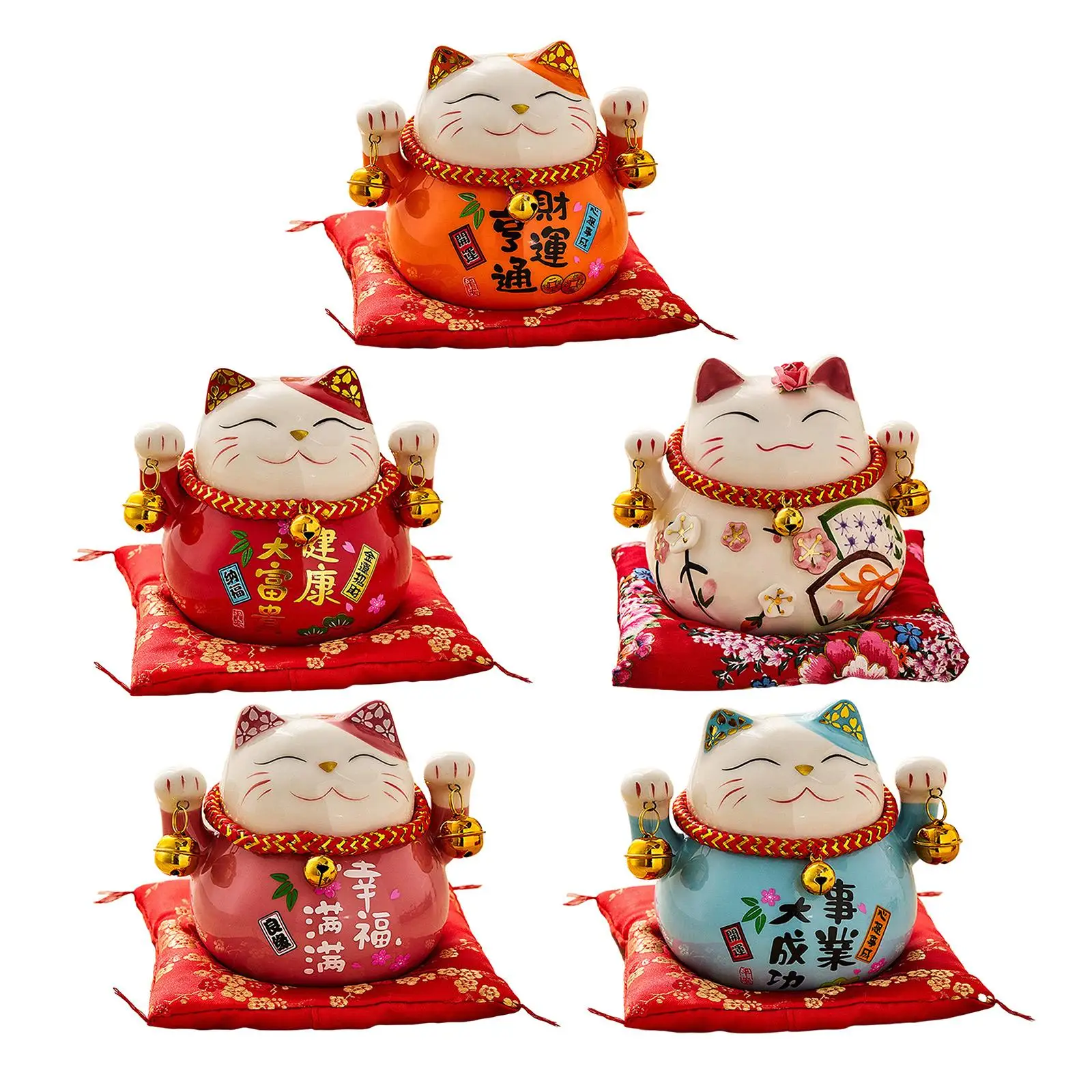 Chinese Maneki Neko Good Luck Cat Piggy Bank Ornament Home Decoration Kawaii