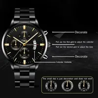Fashion Men Stainless Steel Watch Luxury Calendar Quartz Wrist Watch Mens Business Watches for Man Clock Montre Homme 5