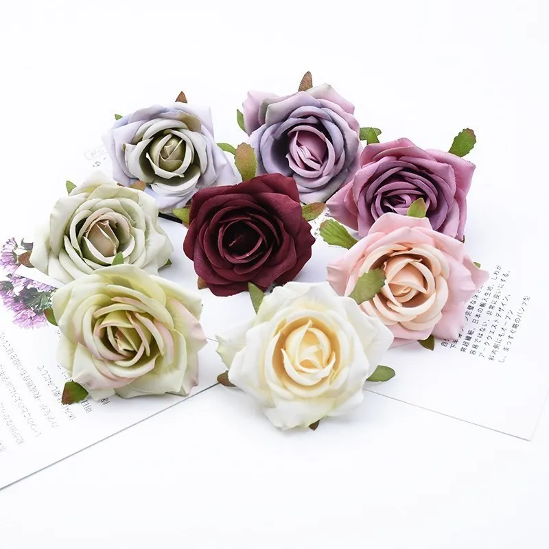 

100pcs Artificial Flower Silk Rose Festival party Scrapbook Bridal Brooch Home Outdoor Garden Decor Diy Gift Candy Box Wholesale