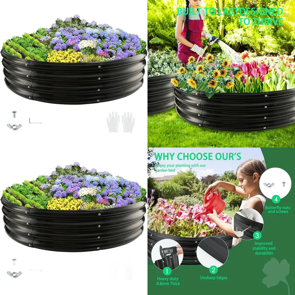 

Прочная круглая кашпо из оцинкованной стали 5x5 футов, 60 диаметров x 12 высотой, толщина 0,8 мм для наружного использования