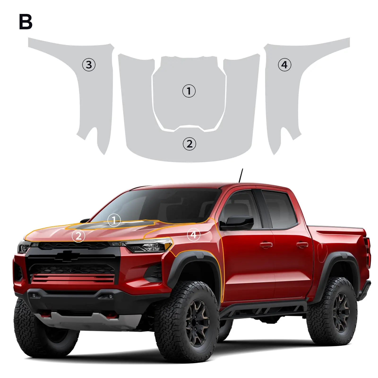 

For Chevrolet Colorado ZR2 2023-2024 TPU Paint Protection Film Self-Healing Clear Bra Pre-cut PPF Body Anti-Scratch Resistant