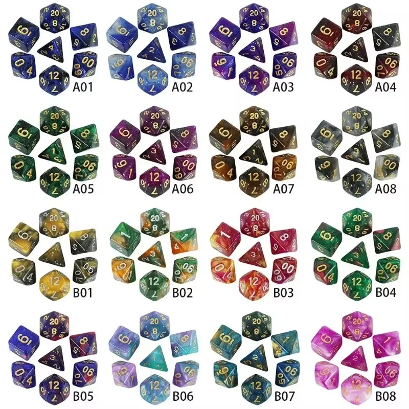 Dice Set Board Games Roll Dice Galaxy Theme Polyhedral Dice Set Amazing Colourful Universe Effect for DND Accessories