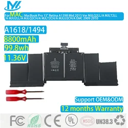 A1618 11,36 В 8800 мАч аккумулятор для ноутбука Apple MacBook Pro (MJLQ2CH/A) Pro 15 ME294 15 ME293 A1398 Retina 2015 Macbook