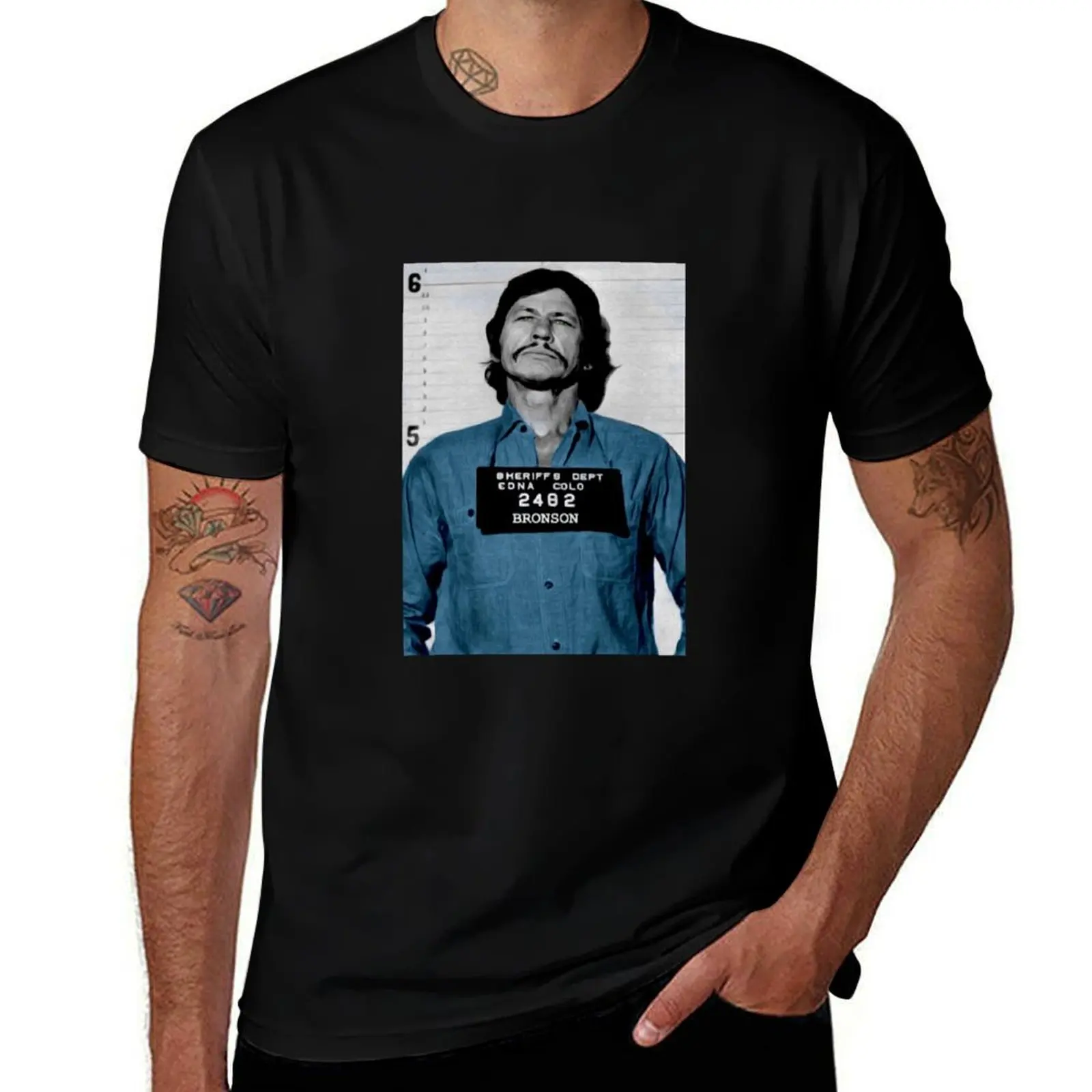 

Bronson mug shot art T-Shirt Christmas Casual Tee Shirt