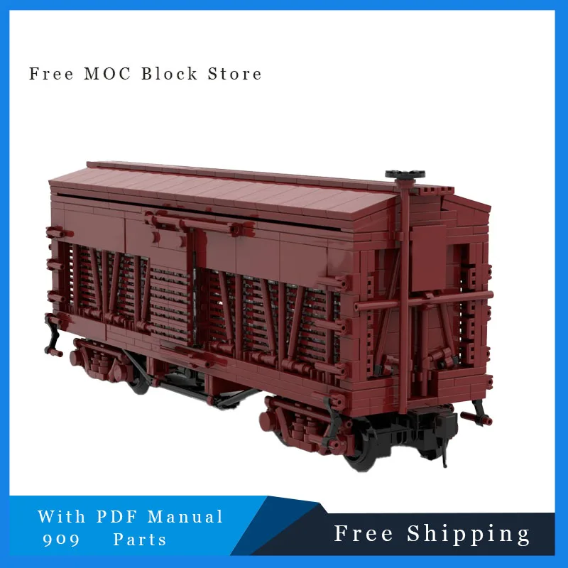 

Новая серия Train Haskell & Barker 40ft Stock Car MOC Строительные блоки DIY Модель Кирпичи Высокая сложность Головоломка Игрушка Подарки 909 Запчасти