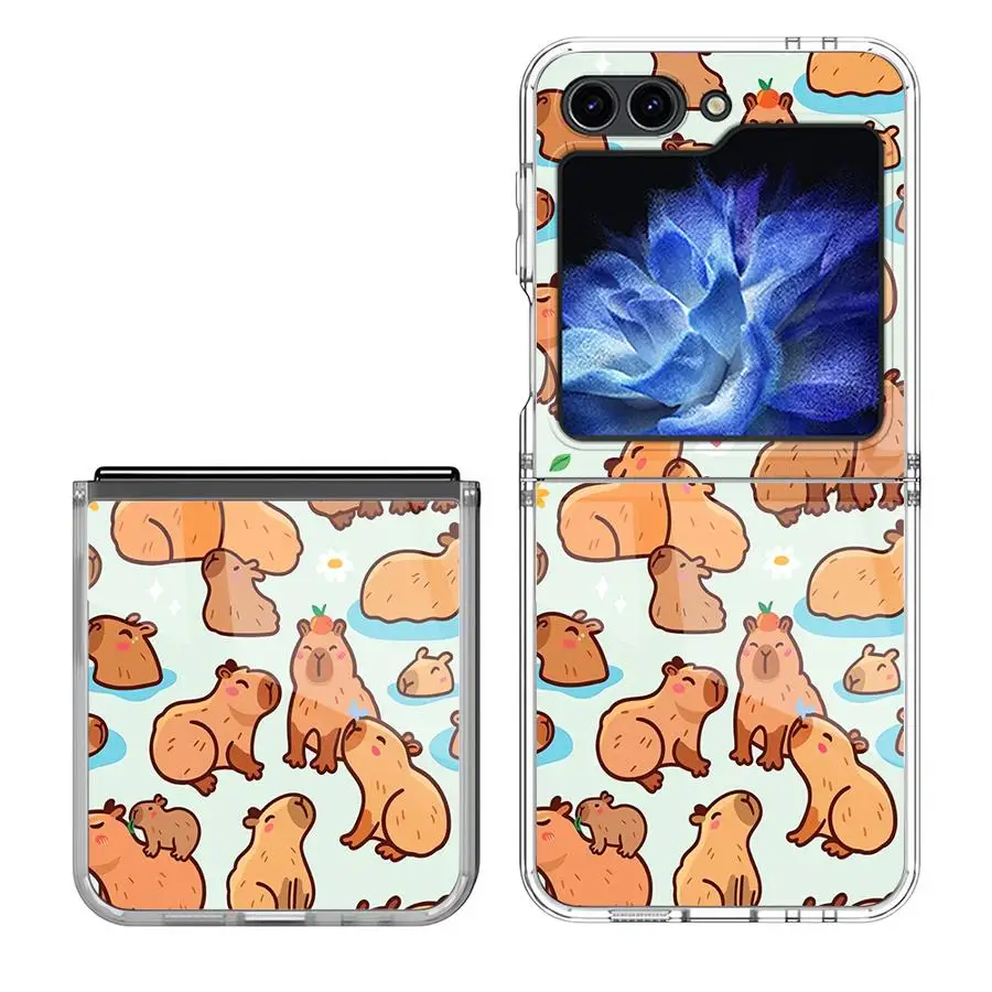 Cartoon Cute Capybara Hard Phone Cover Case for Samsung Galaxy ZFold7 ZFold5 ZFold4 Z Fold 7 6 5 4 3 ZFold6 ZFold3