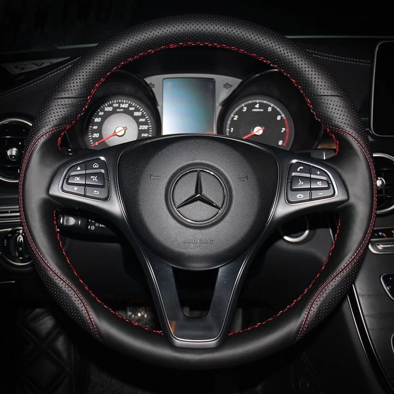 Car Steering Wheel Cover Genuine Leather For Mercedes Benz A180 A200 B180 B200 C180 C200 C260 C300 E200 E300 CLS260 CLS300 GLC26