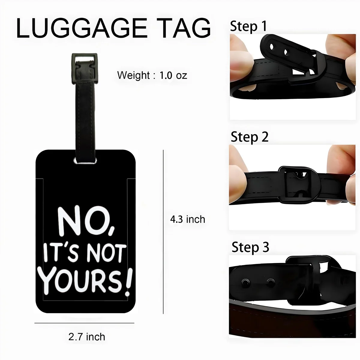 �Not Your Bag“-Gepäckanhänger, Koffer-Adressetikett, „No, it's not your bag“-Gepäckanhänger, Boarding-Case-Etikett, Namens-ID-Adressclip – Detail 2