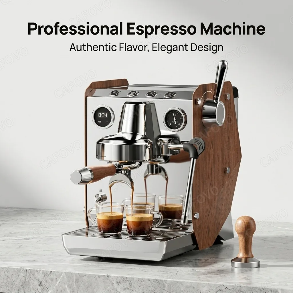CAFOVO E109 Espresso Machine 9-12 Bar Semi-Automatic Coffee Maker with 58mm Portafilter PID Control Steam Wand 1850W 220V