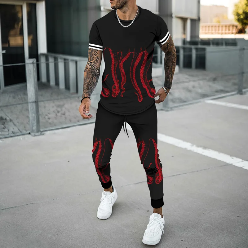 Men Tracksuits 2 Piece Sets Summer Oversized T Shirts Joogers Outfits Fashion Trousers HAHA 3D Printed Male Casual Clothing