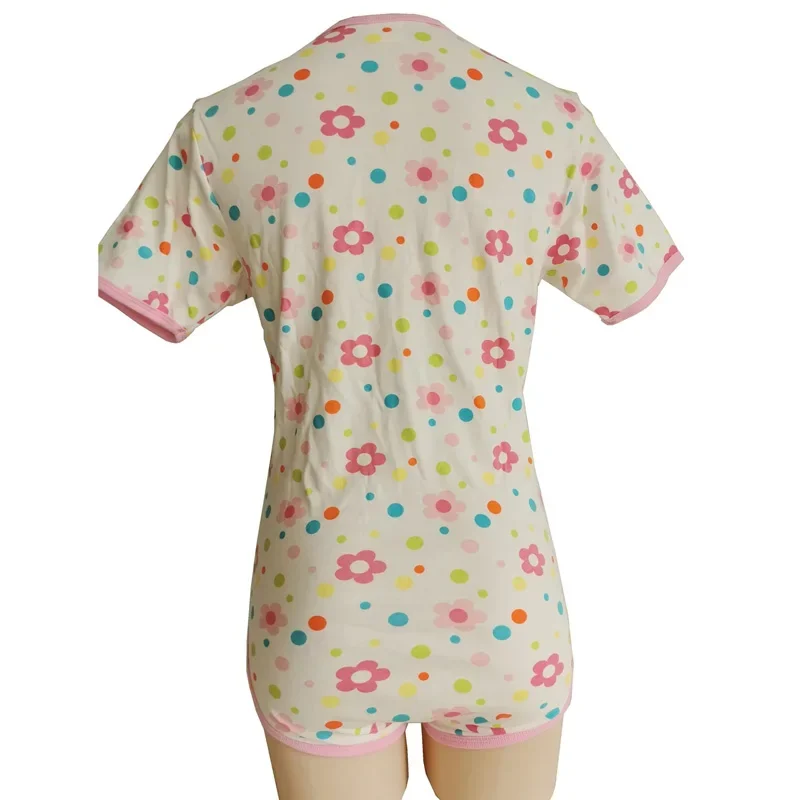 ABDL Body per adulti con fiori rosa con bottoni automatici sul davanti/ Tutina per adulti/ Pagliaccetto per neonati per adulti/Vestiti DDLG/Coppia Tute per la casa