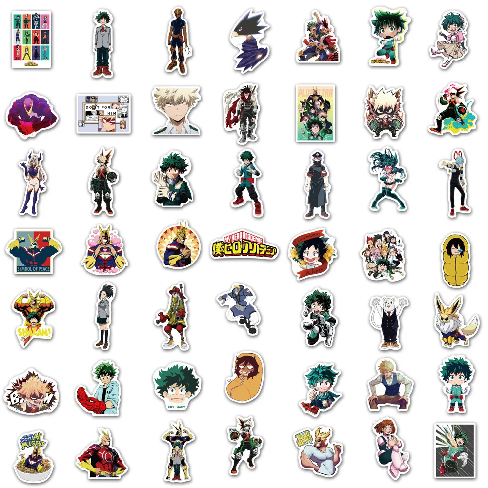 100pcs My Hero Academia Anime Sticker Pack Cartoon Phone Case Notebook Waterproof Stickers Kid Toy Laptop Skin DIY Stickers