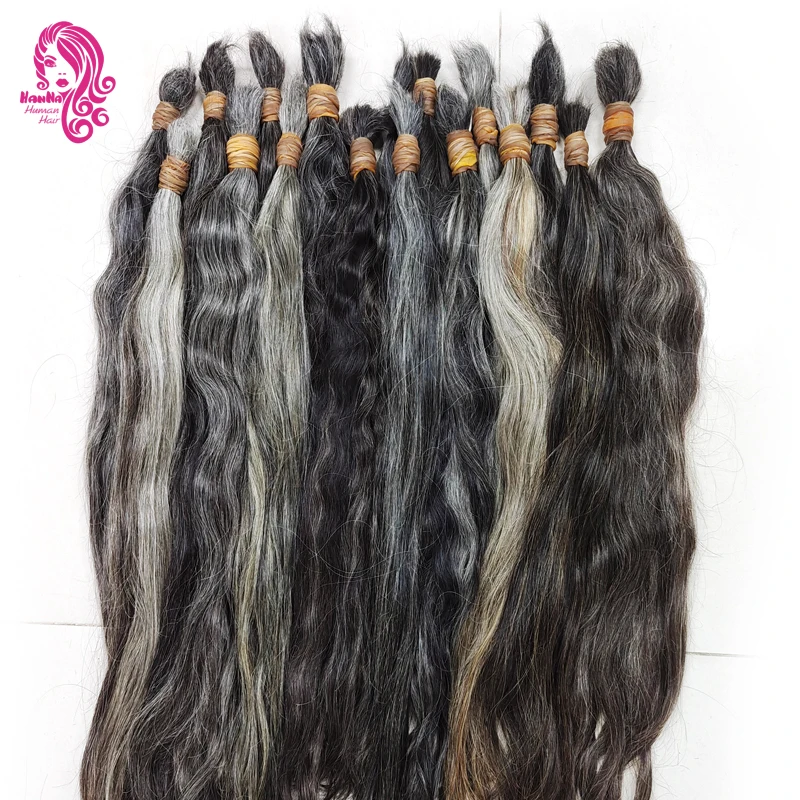 Super Double Drawn Cabelo do Sul Gray Hair Bone Straight No Weft 15A Unprocessed Can Be Dyed To Any Color Hair From One Donor