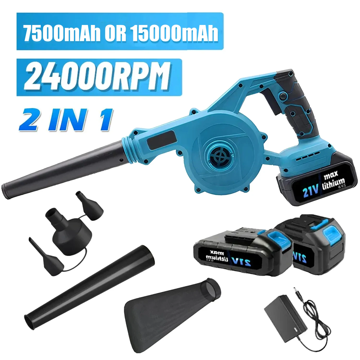 

21V 24000RPM Cordless Electric Air Blower Handheld Leaf Blower For Dust Blowing Leaf Snow Turbojet Fan For Makita Battery