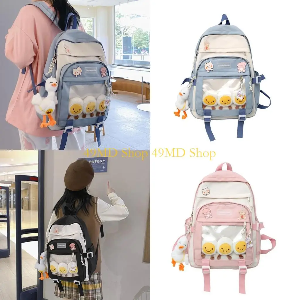 49md-ファッションナイロンスクールバックパックラップトップバックパックスクールバッグ学生ティーンエイジャーの女の子旅行カジュアルランドセル