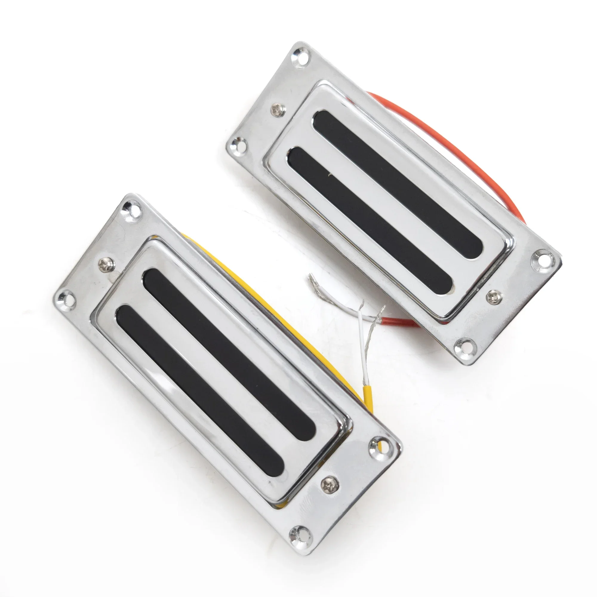 Discount Hot Sale-Mini Humbucker Pickup 68x29mm with Brass Cover 2-Conductor Cable Coil Splitting 9K Ohm with Frame