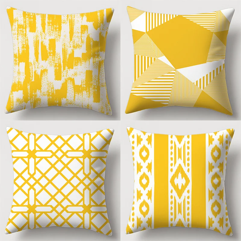 

Home Decor Geometric Patterns Yellow Throw Pillow Covers Pattern Cushion Cover Suitable for Sofa Bedroom Car Pillow Cover