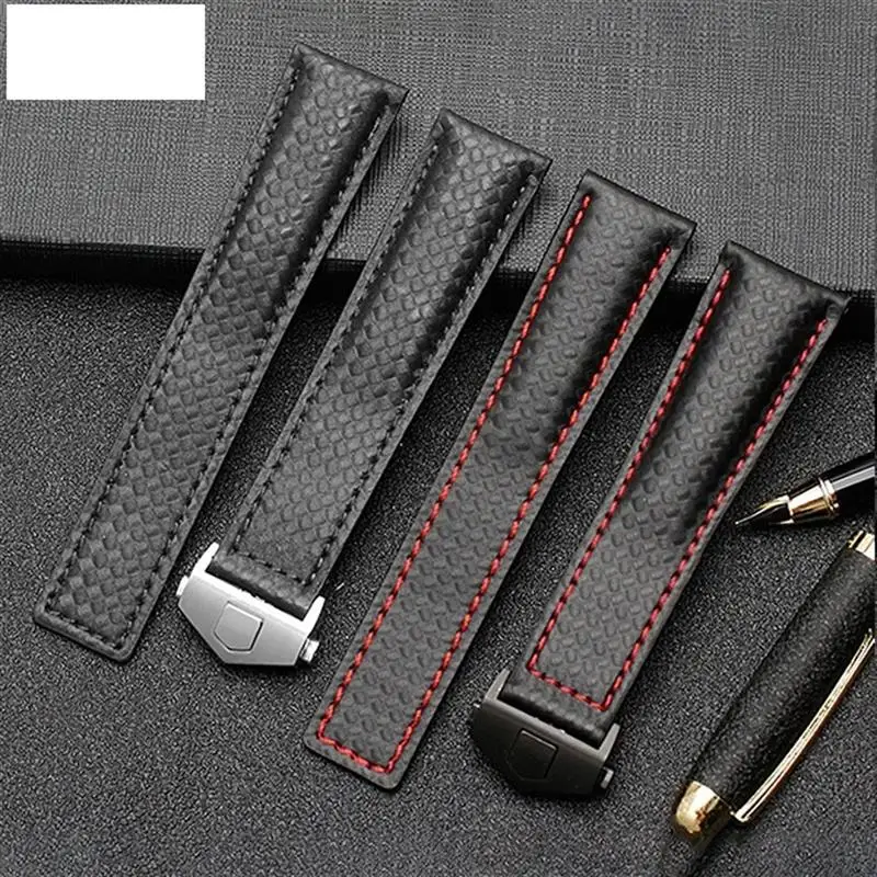 Kohle faser muster Echt leder armband 20mm 22m für Tag Heuer Monaco Serie Armband Armbanduhren Band Leder uhr