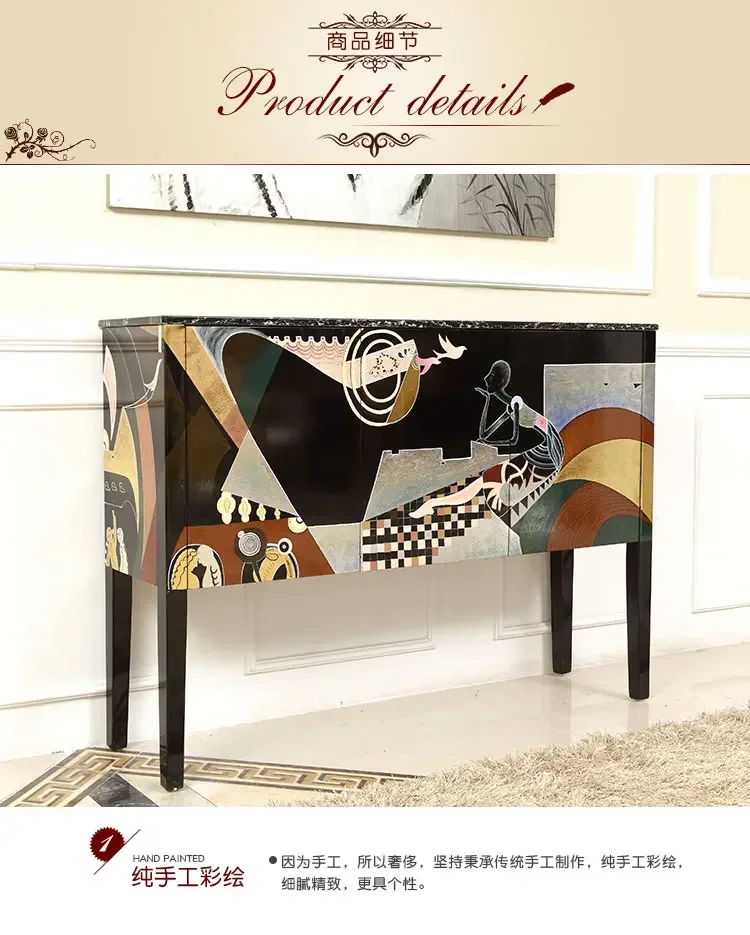 Modern simple marble solid wood dining side porch partition cabinet living room sofa back cabinet