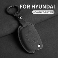 Suede Car Flip Key Case Cover for Hyundai Grand I10 2023 I20 I30 IX35 IX45 HB20 Elantra Solaris Sonata Santa Fe Sport Tucson