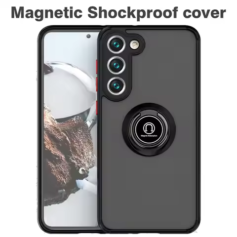 For Samsung Galaxy S24 S23 S22 S21 S20 Ultra FE 5G Magnetic Matte Case S10 S8 S9 Plus Lite Shock Proof Ring Holder Cover Full